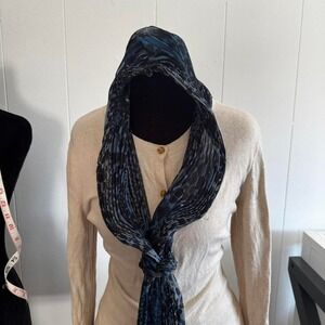 Y2K Sheer Mesh Leopard Print Pleated Scarf